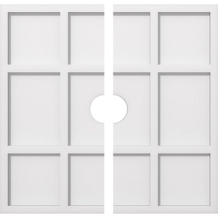 Ekena Millwork Rubik Architectural Grde PVC Contemporary Ceiling Medallion, Two Piece, 22"OD x 3"ID x 7 1/2"C x 1"P CMP22RK2-03000